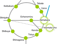 Image:Rail access map to Akihabara and Iwamoto-cho